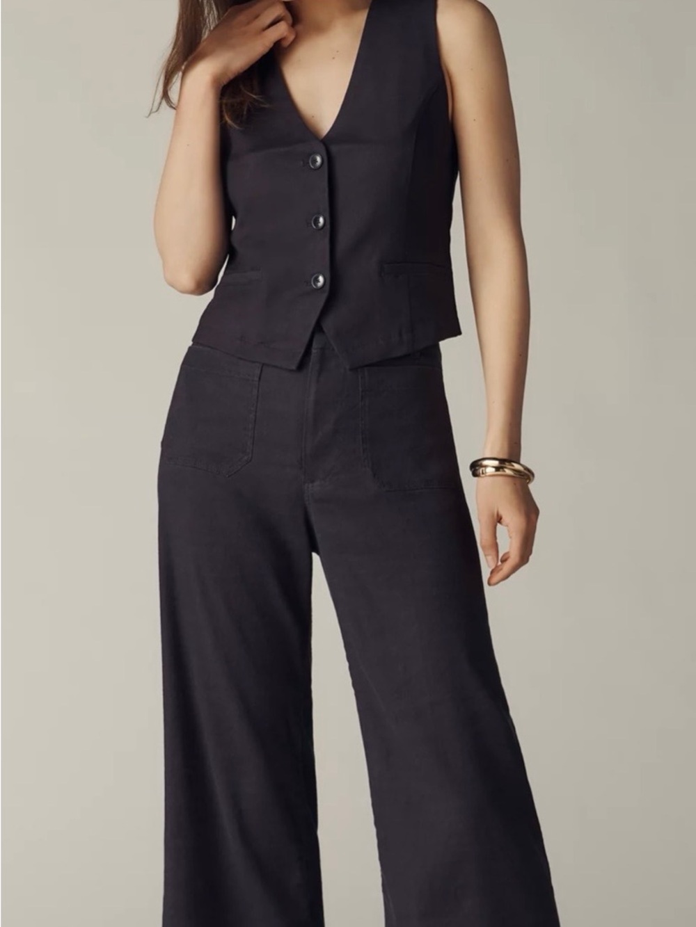 Maeve Colette Linen Cropped Pants Blue Size 8